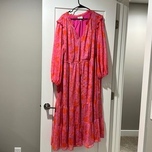 Pink long sleeve maxi dress
